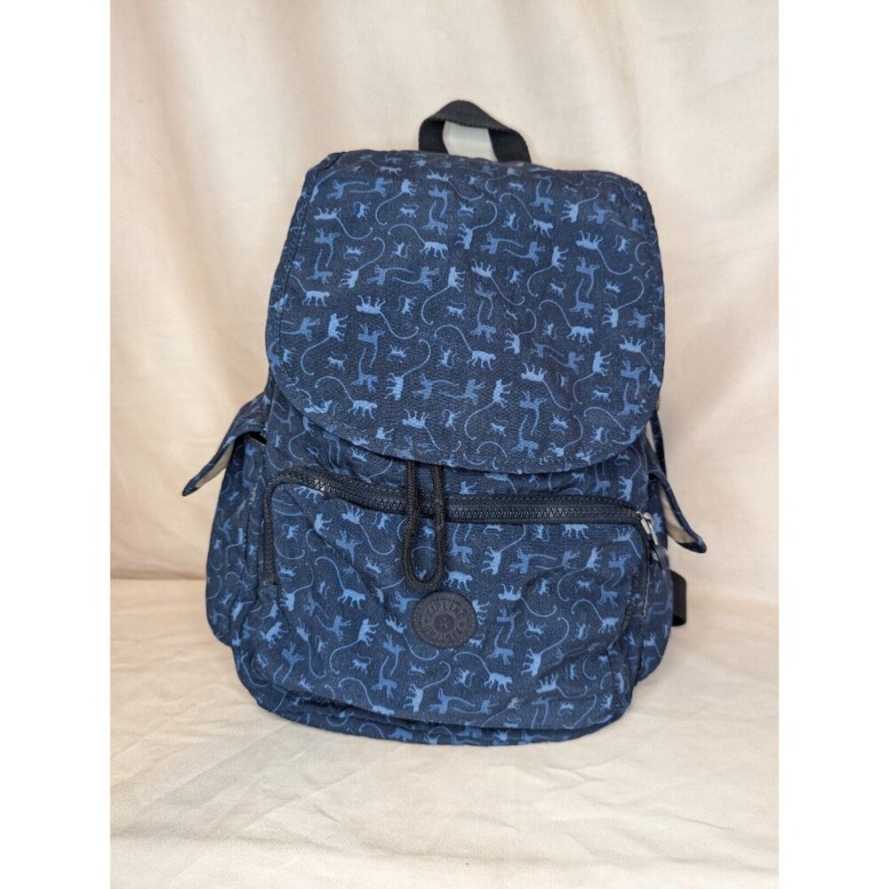 Kipling Blue Backpack Monkey Pattern - image 1